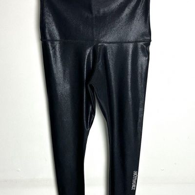 Emily Hsu Leggings Women’s M Black Shimmy Shiny Metallic High Rise Stretch